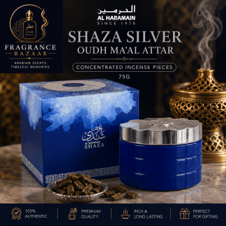 Shaza Silver Oudh Ma'al Attar Concentrated Incense Pieces 75g
