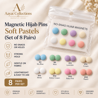 Magnetic Hijab Pins - Soft Pastels (Set of 8 Pairs)
