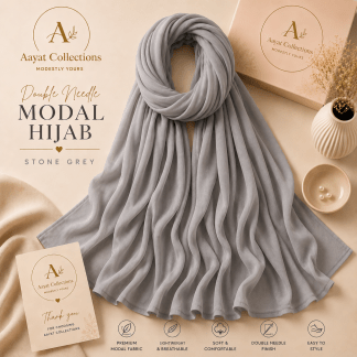 Double Needle Modal Hijab - Stone Grey