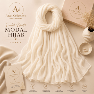 Double Needle Modal Hijab - Cream