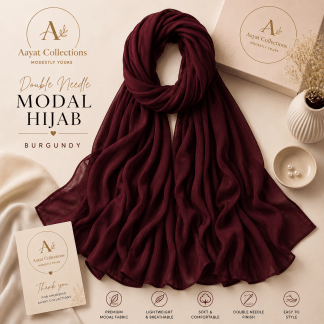 Double Needle Modal Hijab - Burgundy