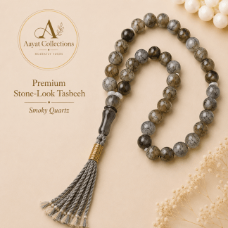 Premium Stone-Look Tasbeeh – Smoky Quartz