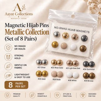 Magnetic Hijab Pins - Metallic Collection (Set of 8 Pairs)
