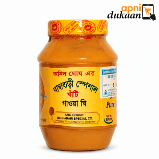 Baghabari Bangladeshi Ghee 900ml jar on a white background with the Apni Dukaan logo